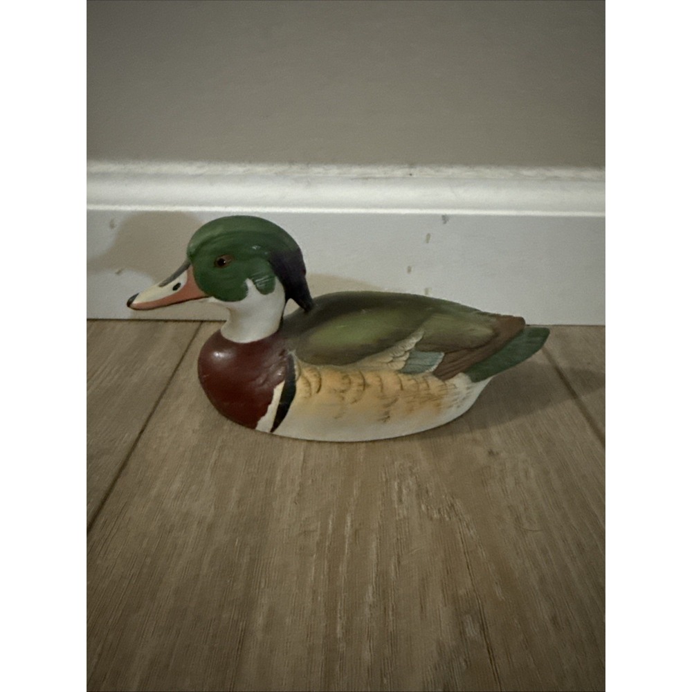 Vintage 1983 Andrea by Sadek Wood Duck Figurine 6800 Signed Porcelain Japan 7"